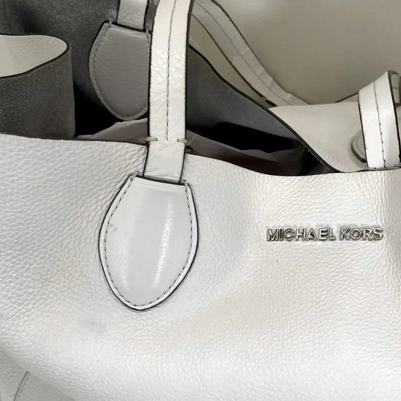 Michael Kors Tote White with Silver Metallic Reversible designer fashion chic - Picture 10 of 16